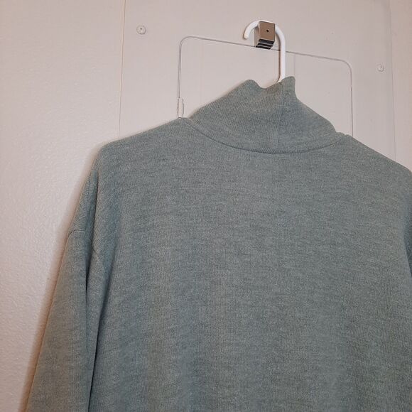 Uniqlo Sweater Green Women Size M Oversized Soft Ribbed High Neck Long Sleeve - Picture 11 of 11